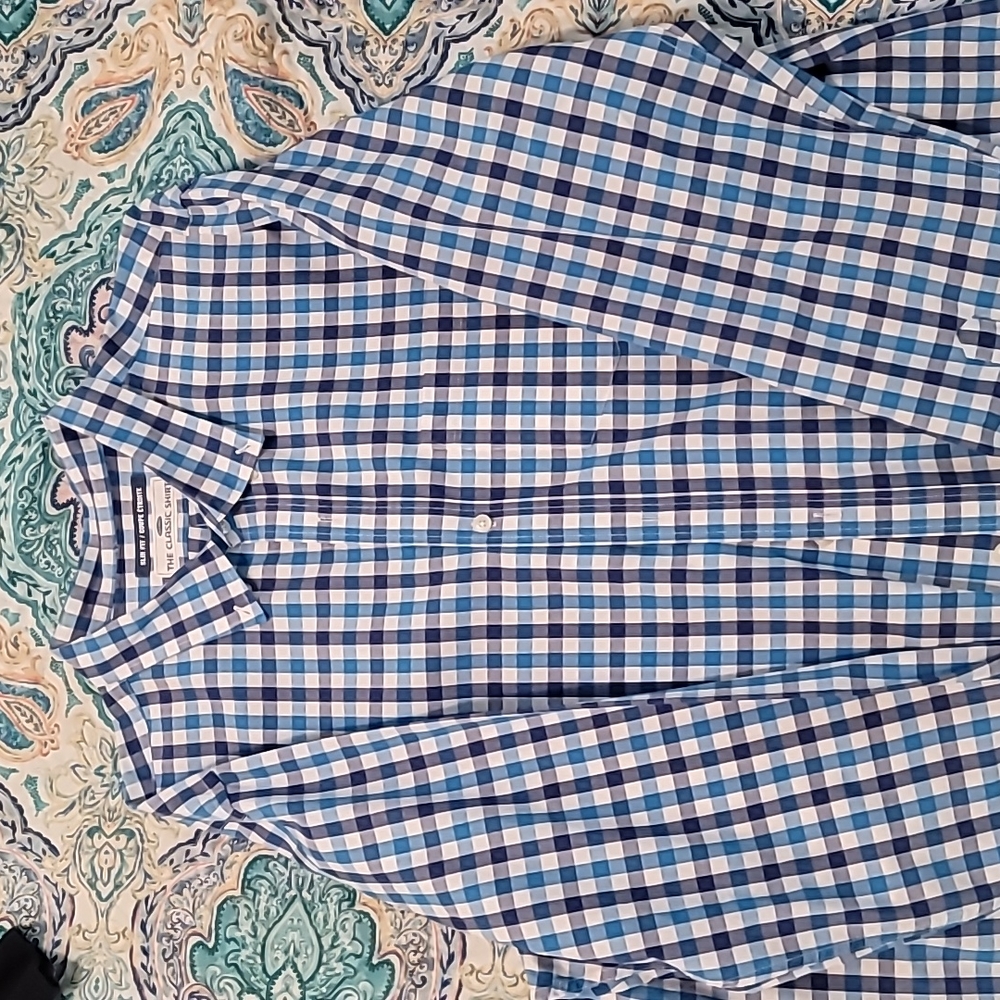 Classic dress shirt plaid. Slim fit blue
